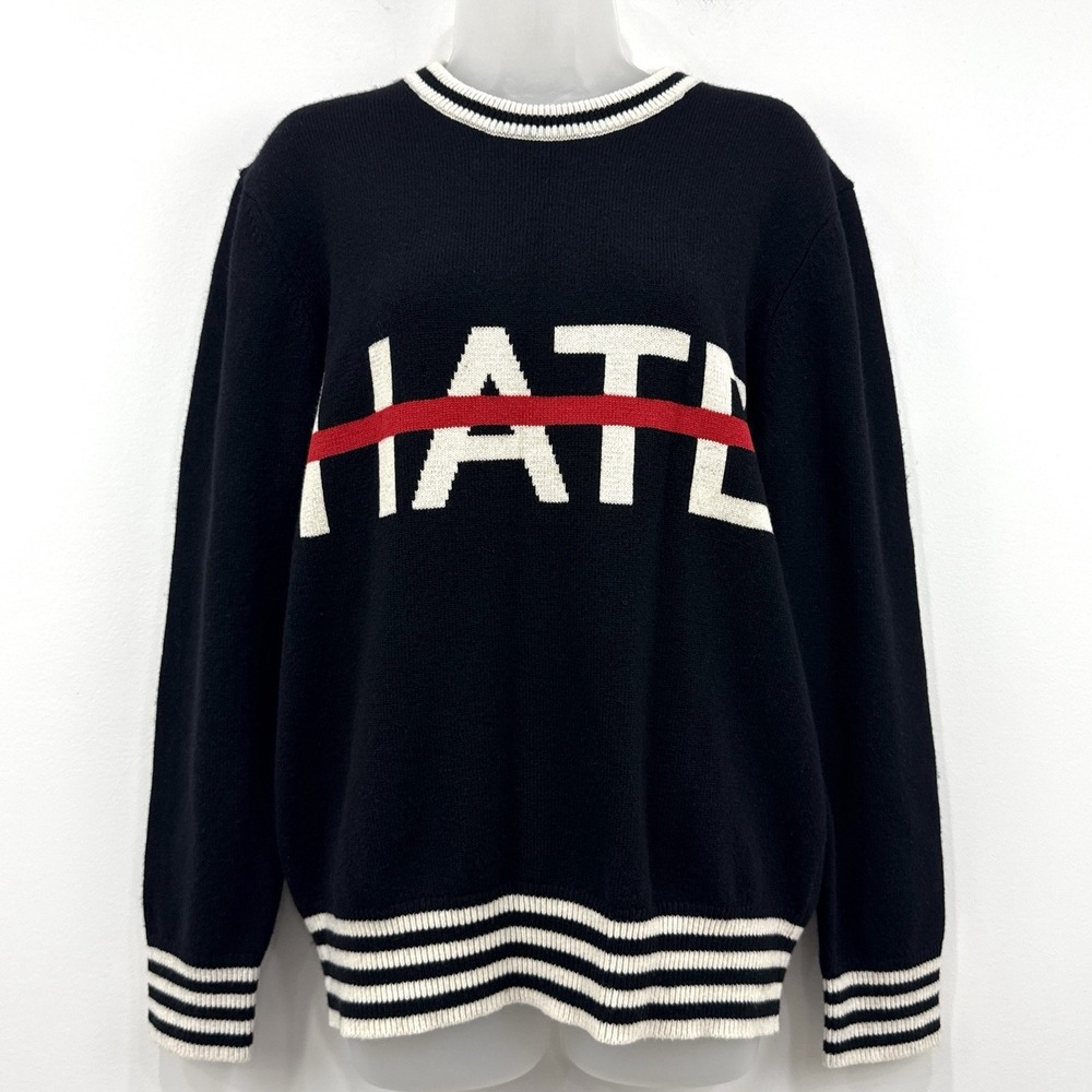 Michael Kors Collection Love Only No Hate 100% Cashmere Sweater L Preppy Tennis
